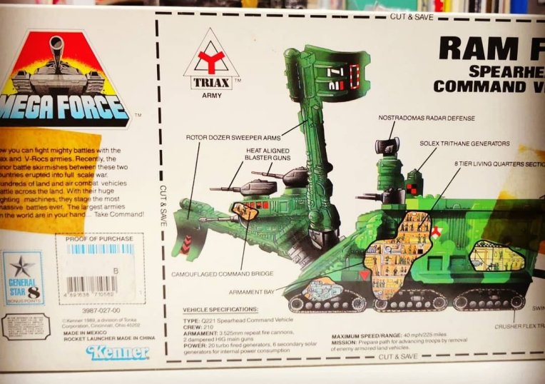 1989 Kenner Mega Force TRIAX Army RAM FIST Spearhead Command vehicle